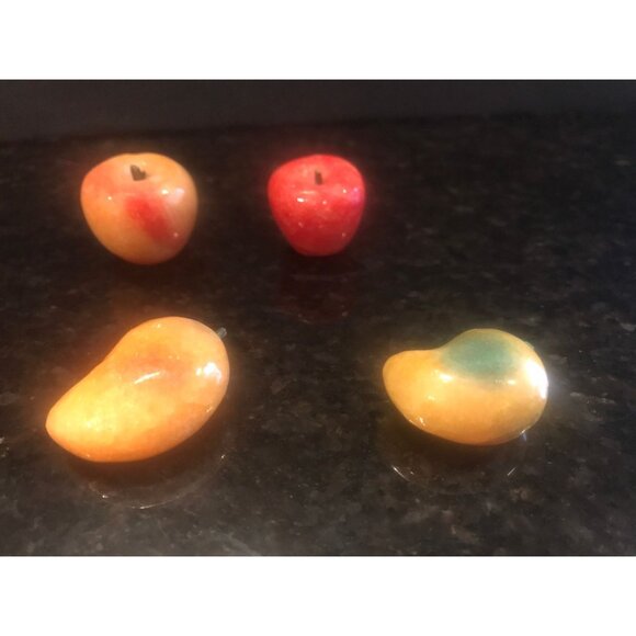 1960's Alabaster Stone Fruit Italian Carved Marble Mid Century Décor Set of 7 - Picture 5 of 10